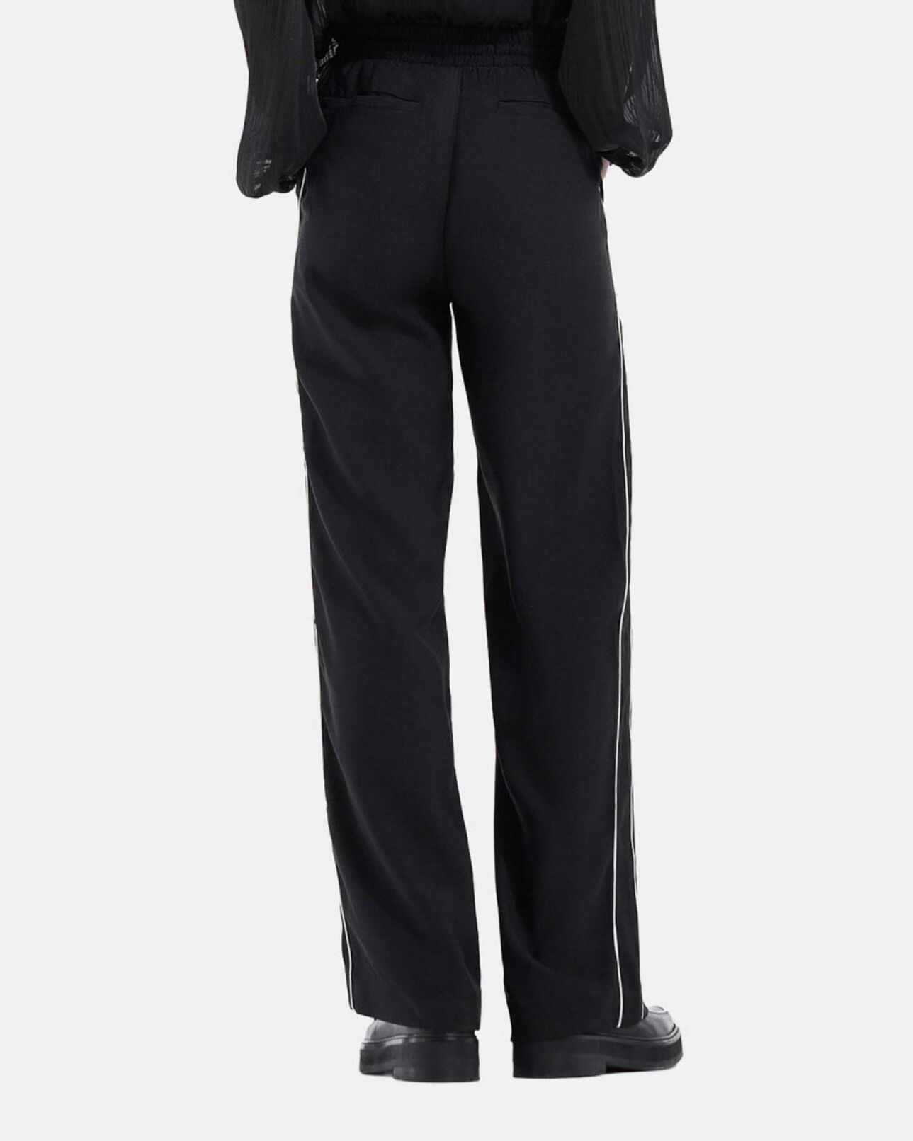 The Kooples WOMEN BLACK flowing black satin pants with drawstring