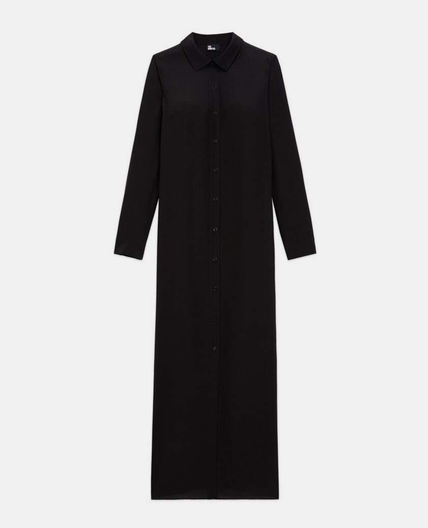 The Kooples WOMEN BLACK long black silk dress