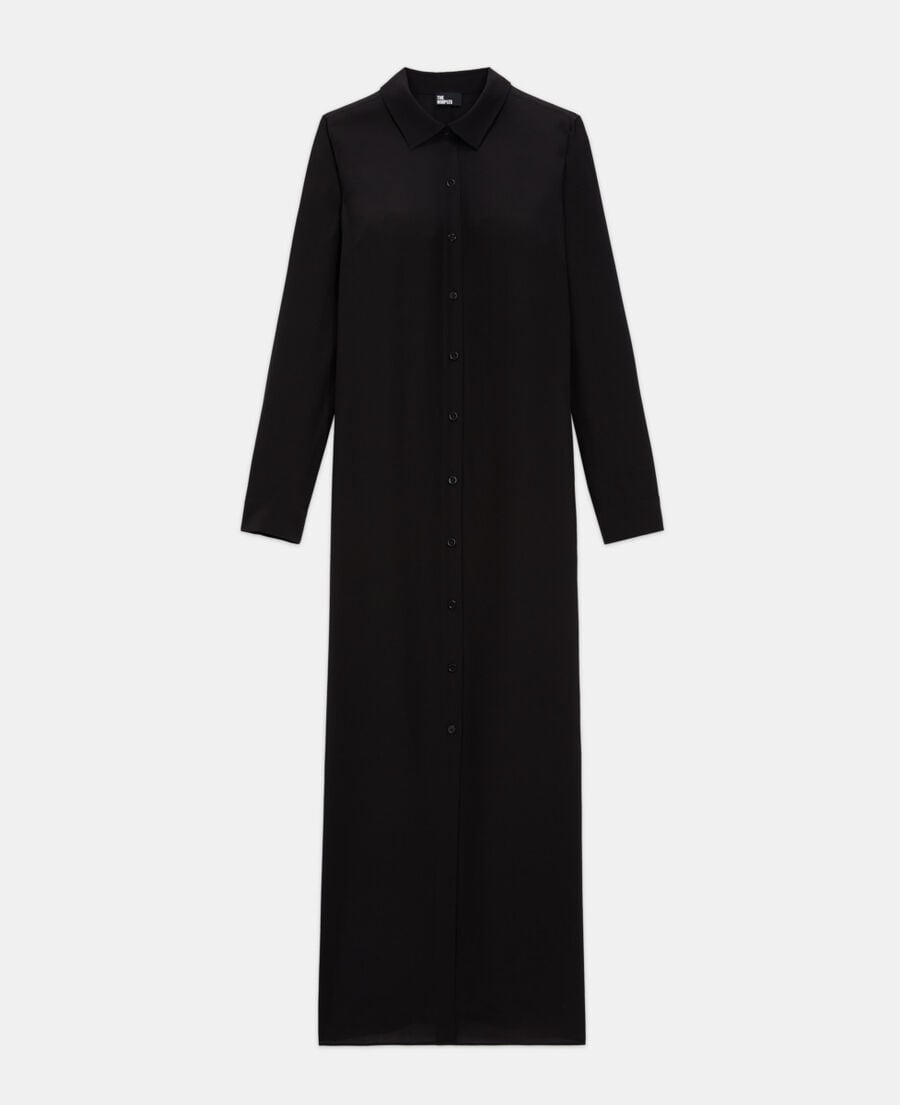 The Kooples WOMEN BLACK long black silk dress