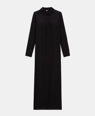 The Kooples WOMEN BLACK long black silk dress