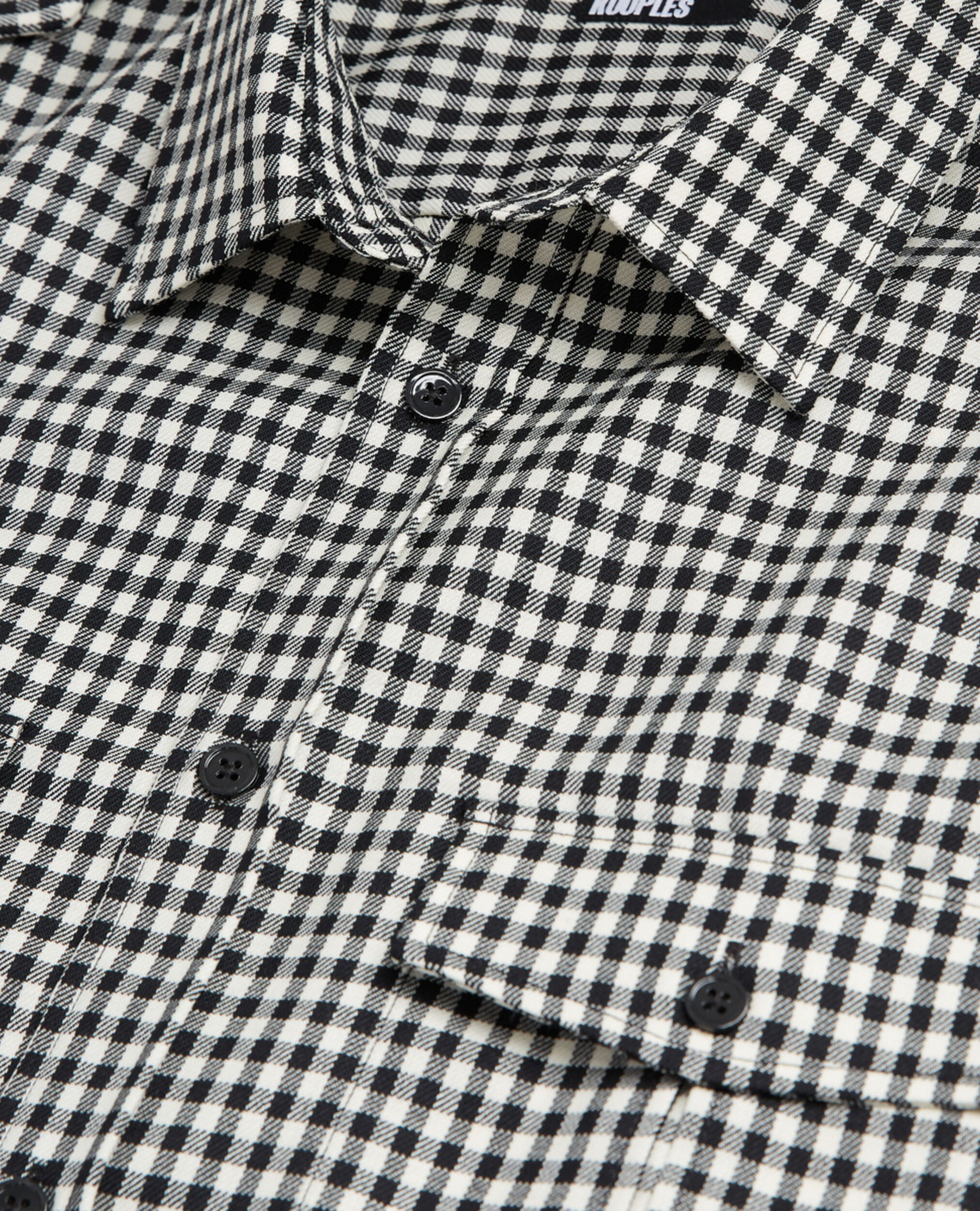 Chemise col classique en laine à carreaux, BLACK WHITE, hi-res image number null
