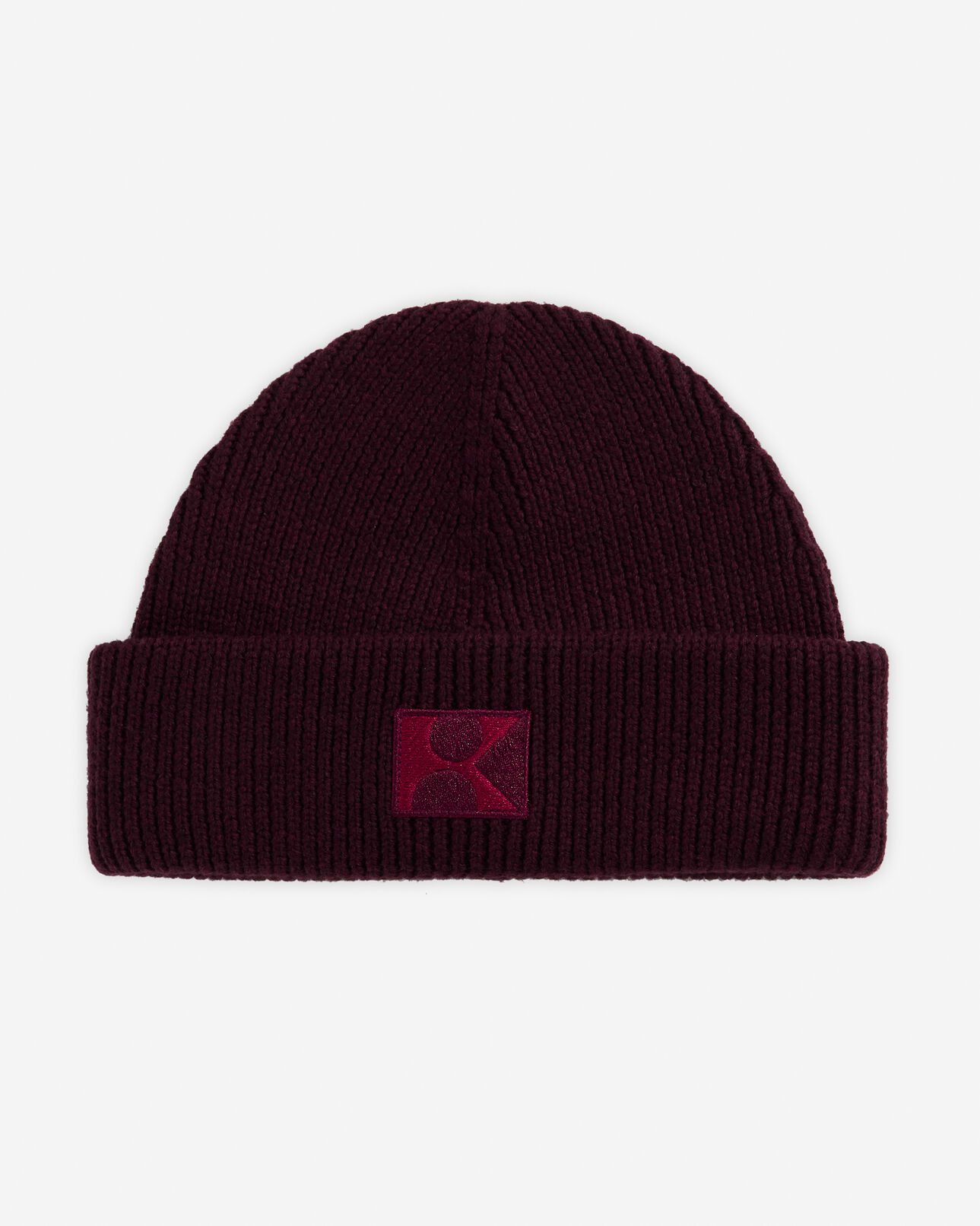 The Kooples MIXTE BURGUNDY bonnet laine bordeaux à patch brodé k