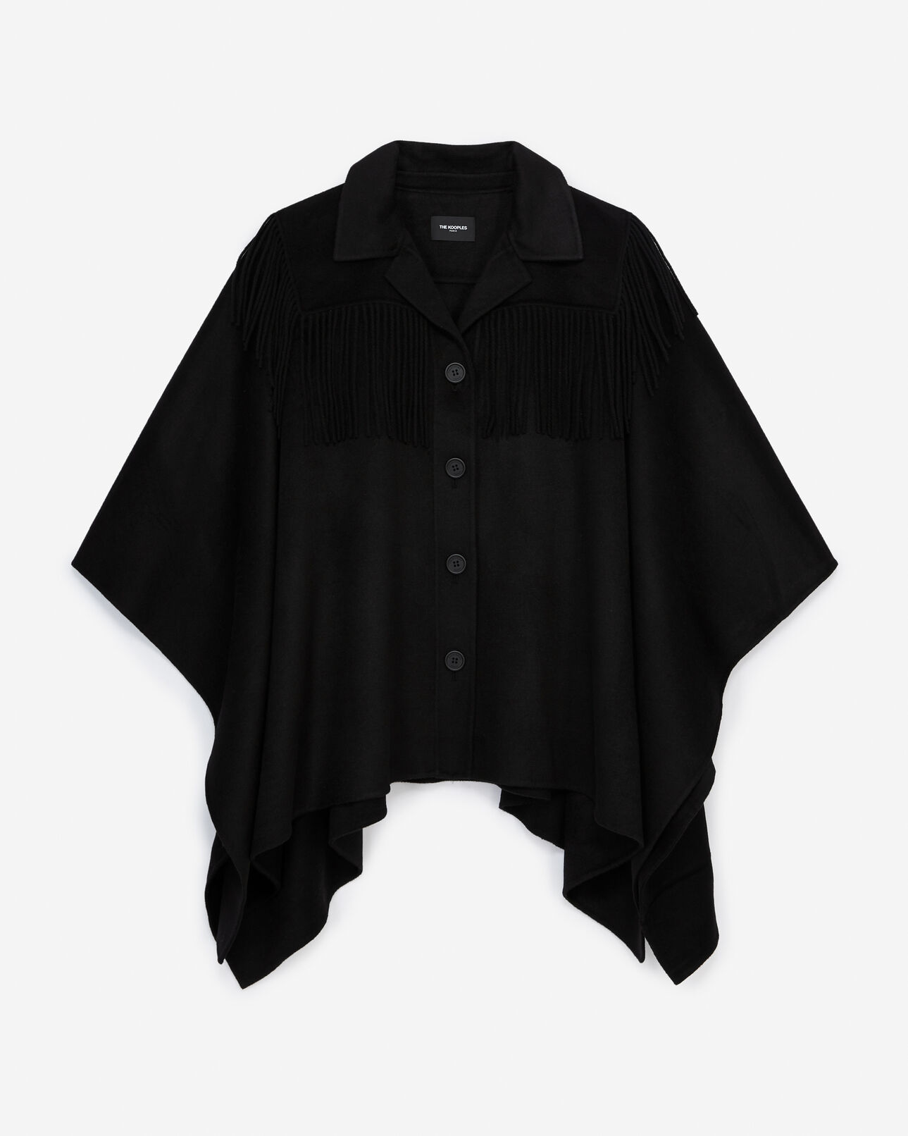 The Kooples FEMME BLACK poncho fluide noir à franges western