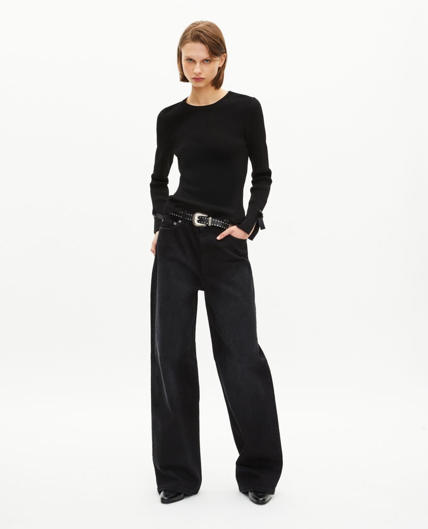 The Kooples WOMEN BLACK sweater with black ribbons
