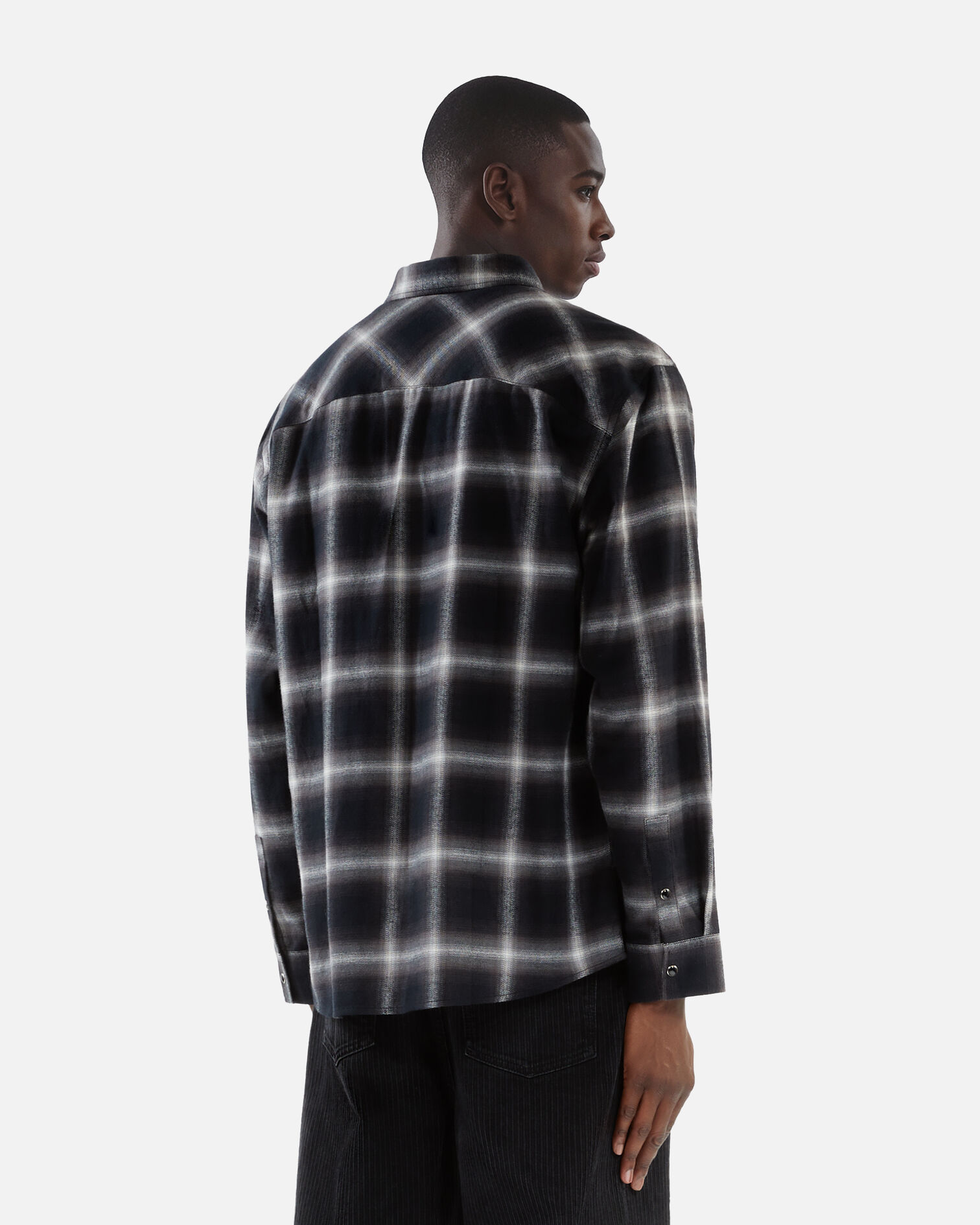 Black and white checkered shirt, BLACK GREY WHITE, hi-res image number null