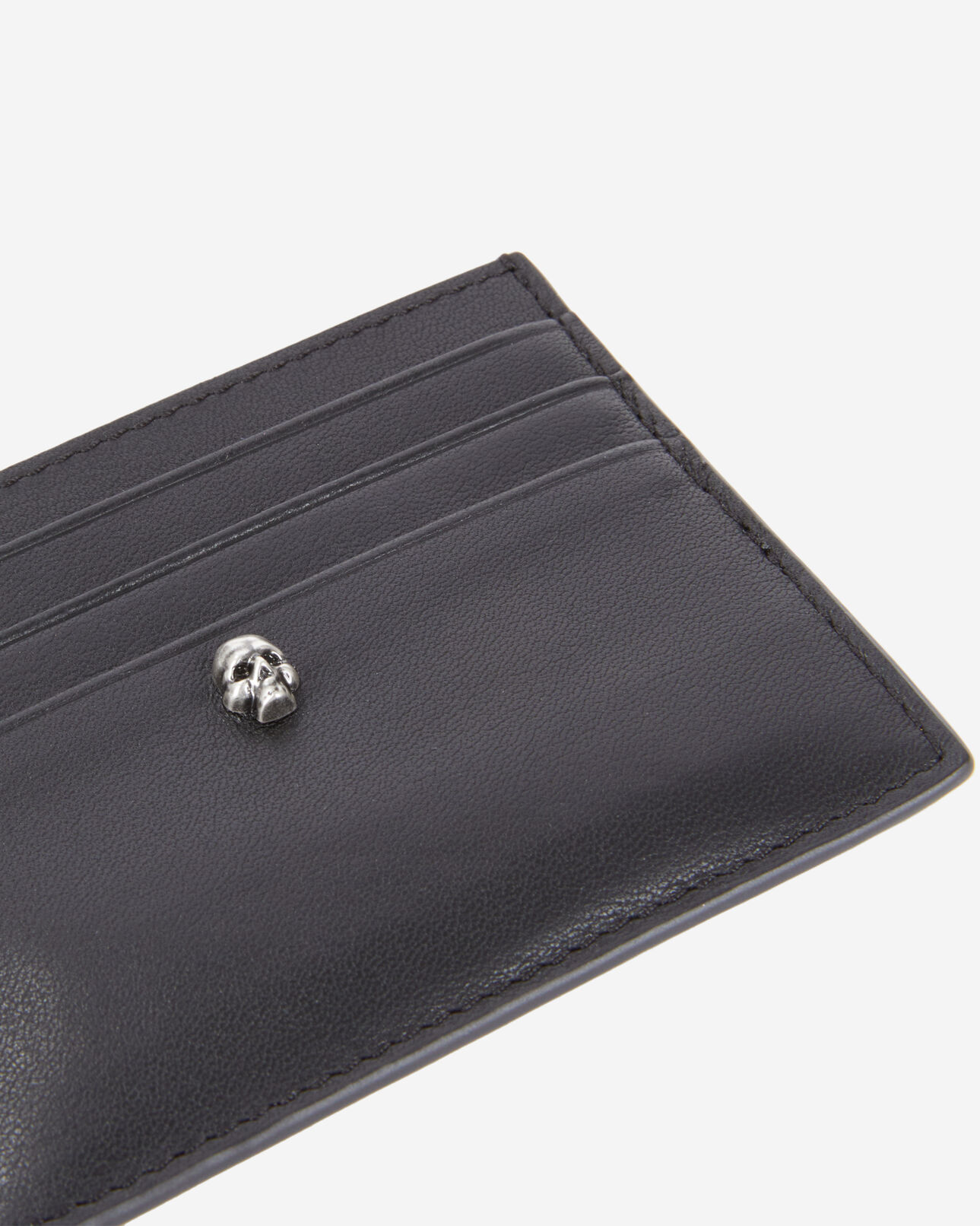 The Kooples HOMME BLACK porte cartes en cuir noir avec tête de mort