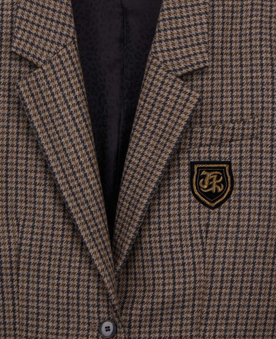 brown checkered blazer