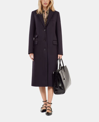 The Kooples FEMME NAVY manteau long en laine mélangée bleu marine