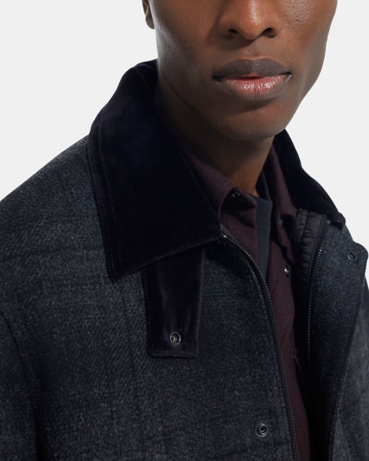 The Kooples MEN GREY BLACK gray checked jacket