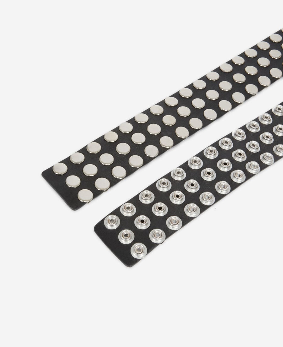 The Kooples DAMEN BLACK schwarzer breiter ledergürtel