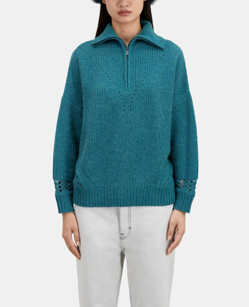 The Kooples FEMME BLUE PETROL pull bleu en laine mélangée