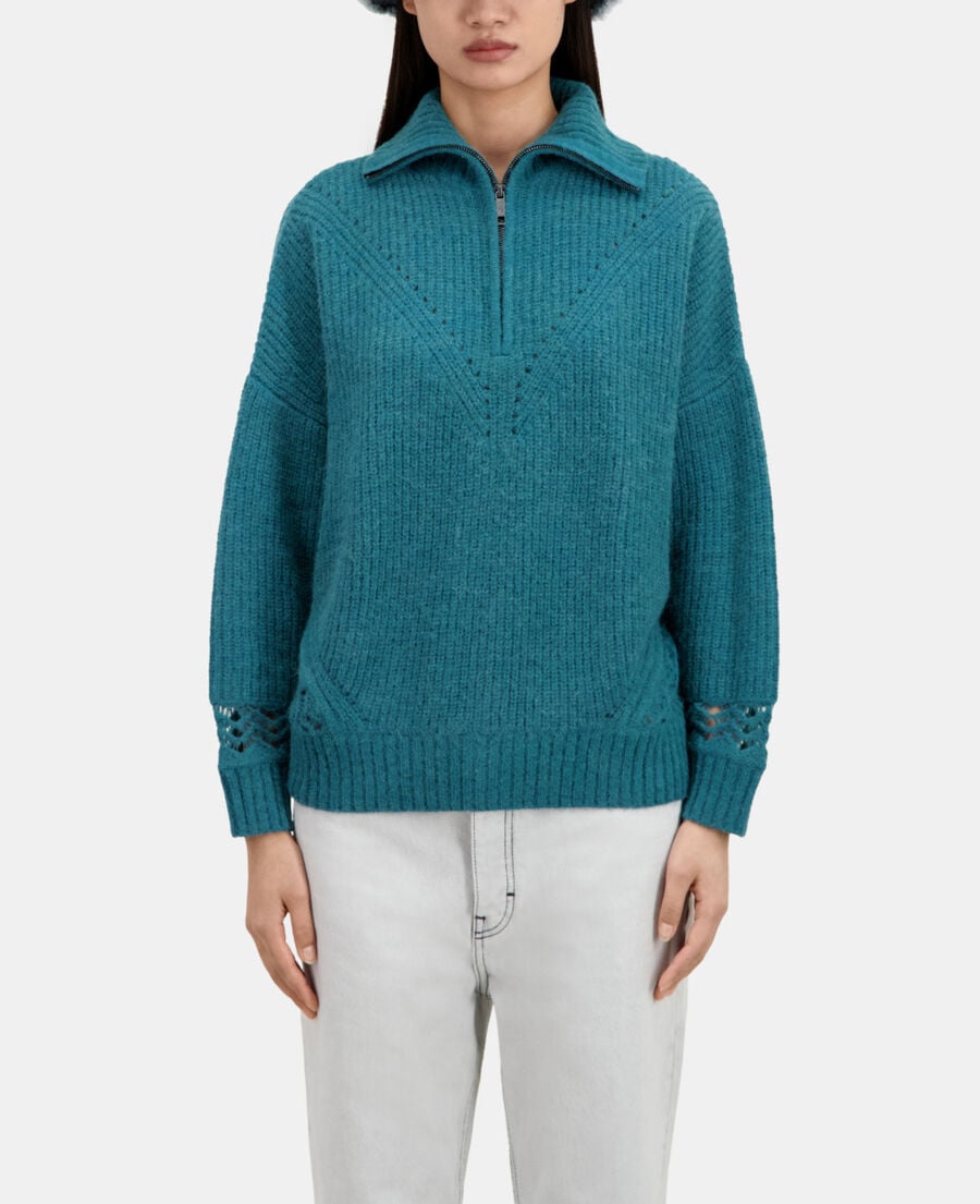 The Kooples FEMME BLUE PETROL pull bleu en laine mélangée