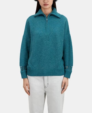 The Kooples FEMME BLUE PETROL pull bleu en laine mélangée