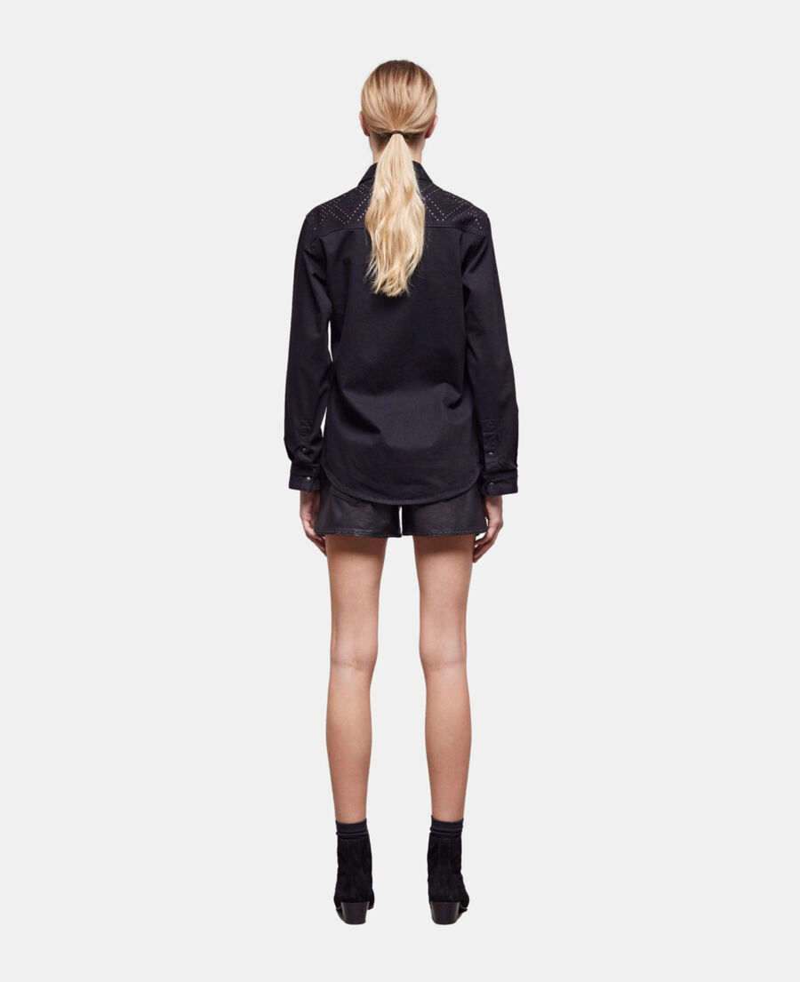 The Kooples F BLACK WASHED black shirt with stud details