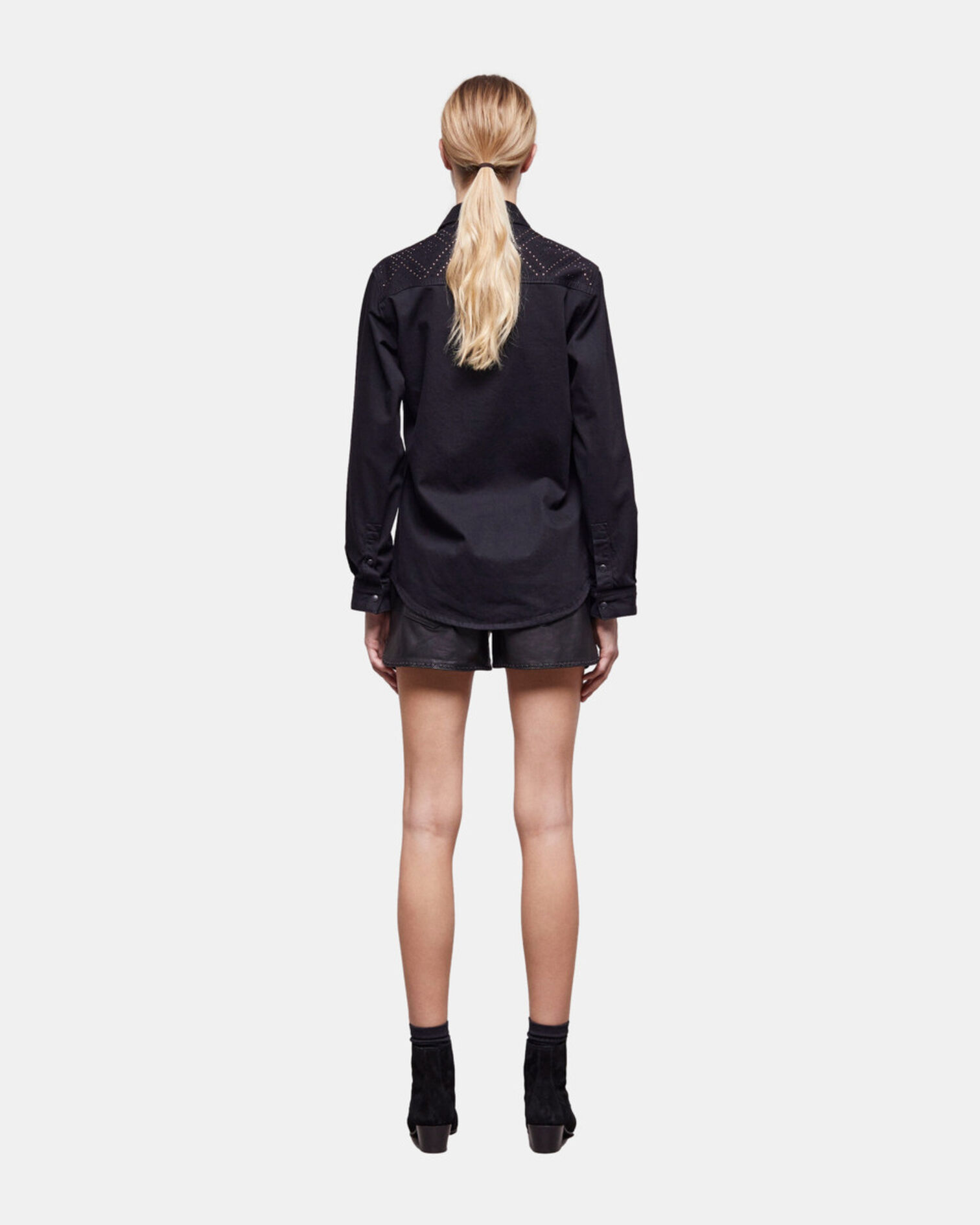 Black shirt with stud details, BLACK WASHED, hi-res image number null