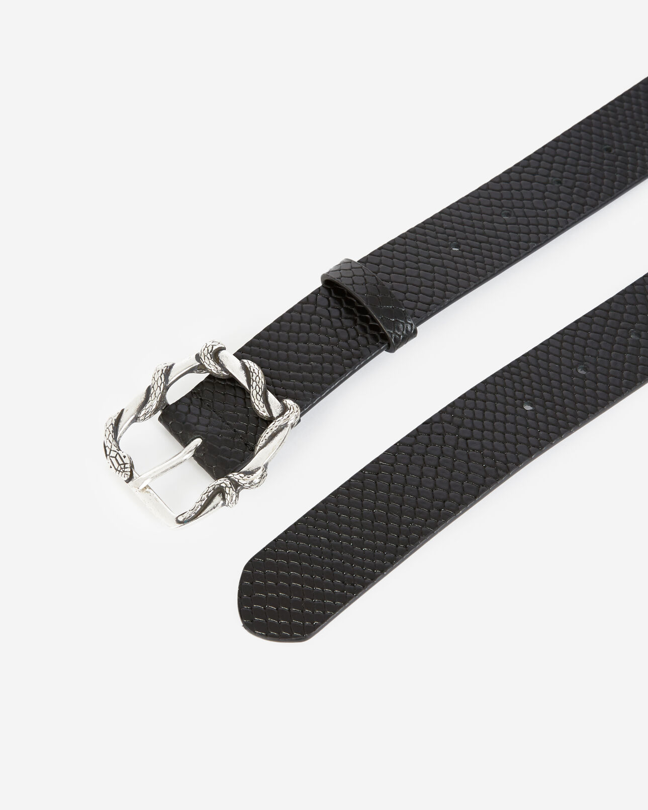 The Kooples FEMME BLACK ceinture cuir simple noire boucle argent
