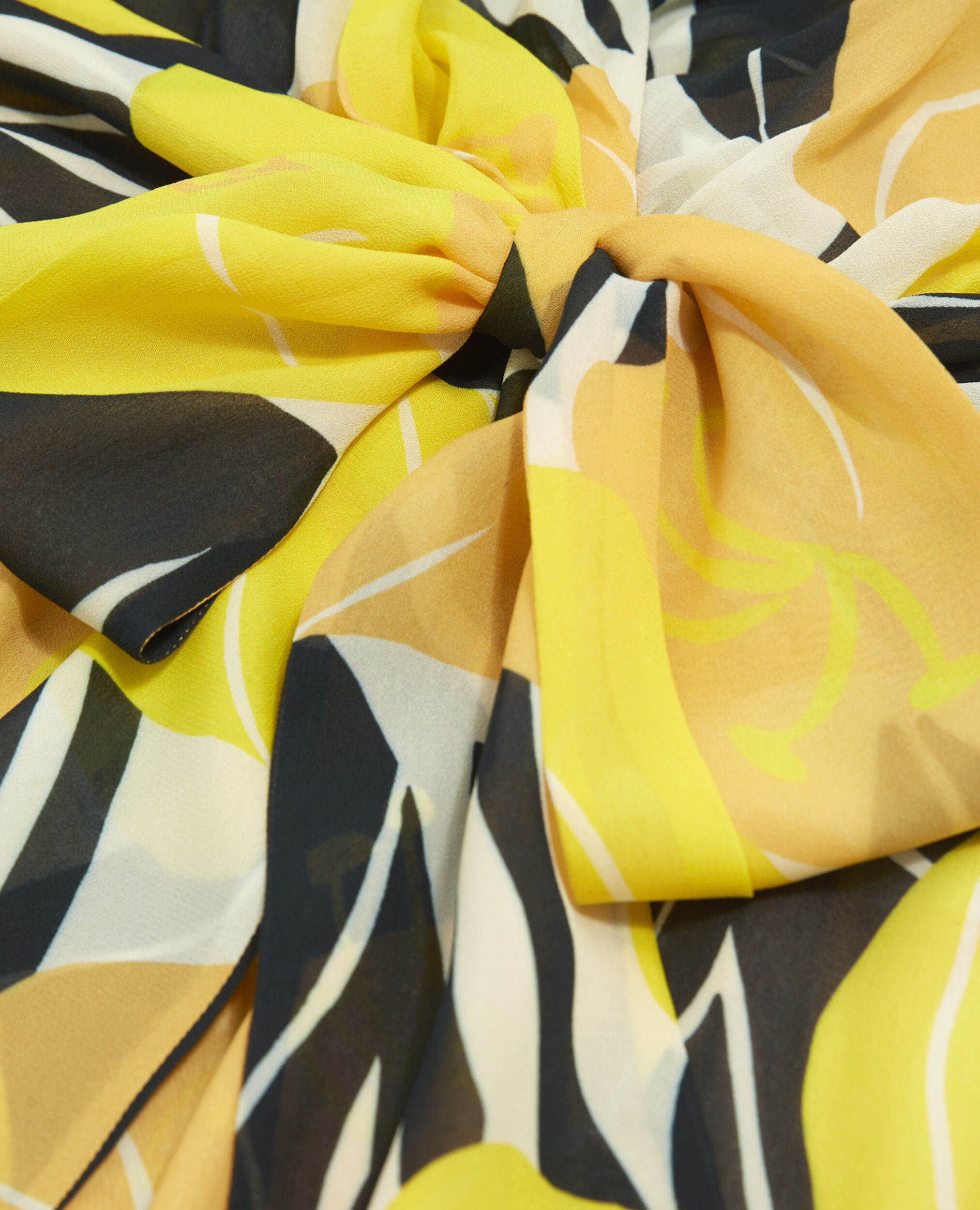 Light printed kimono dress with belt, YELLOW, hi-res image number null