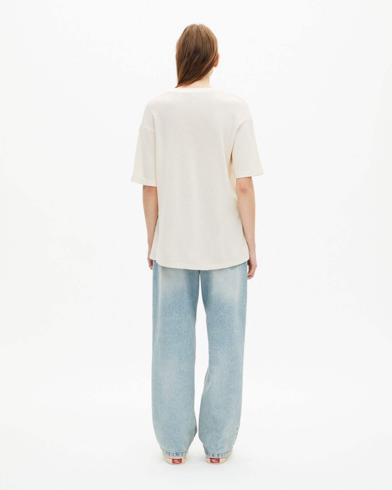 The Kooples WOMEN ECRU t-shirt with ecru honeycomb crest