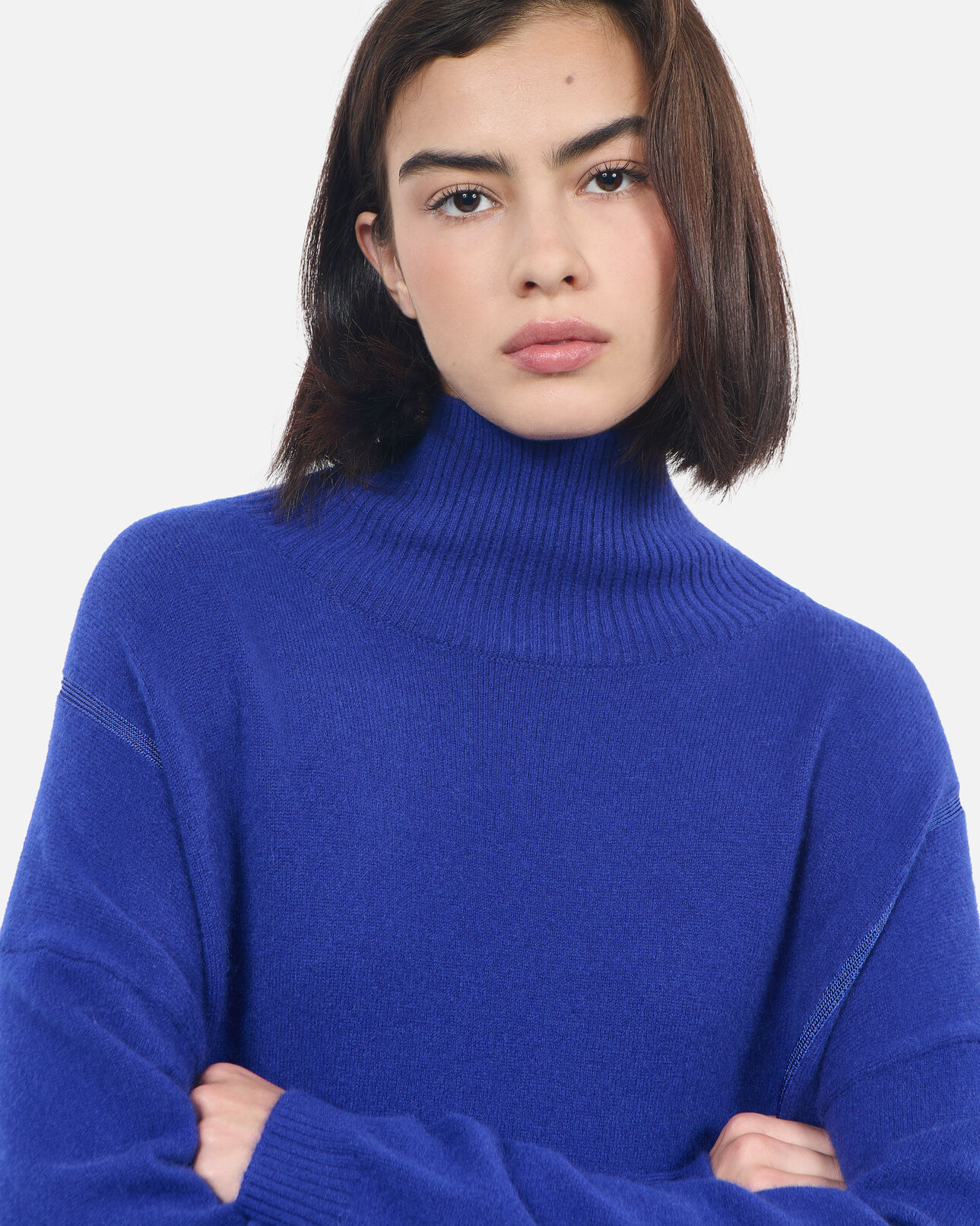 The Kooples WOMEN BLUE ELECTRIC short electric blue cashmere sweater dress