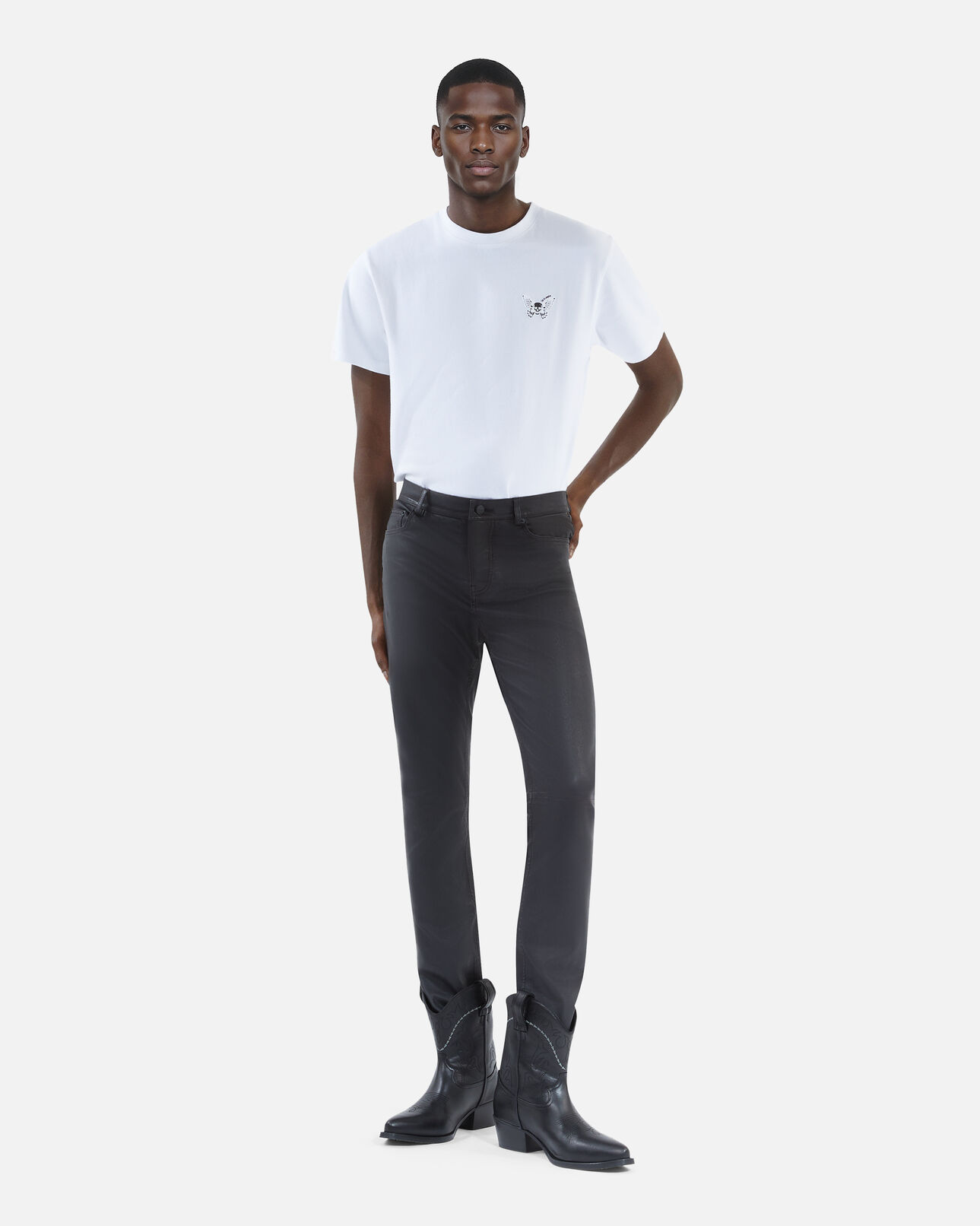 The Kooples HOMME BLACK bottes western en cuir noir