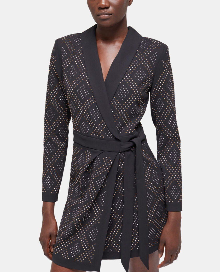 The Kooples FEMME BLACK robe courte portefeuille noire