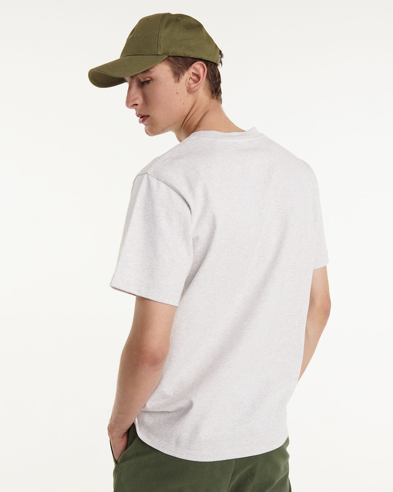 The Kooples HOMME GREY t-shirt gris en coton épais à détail fluo