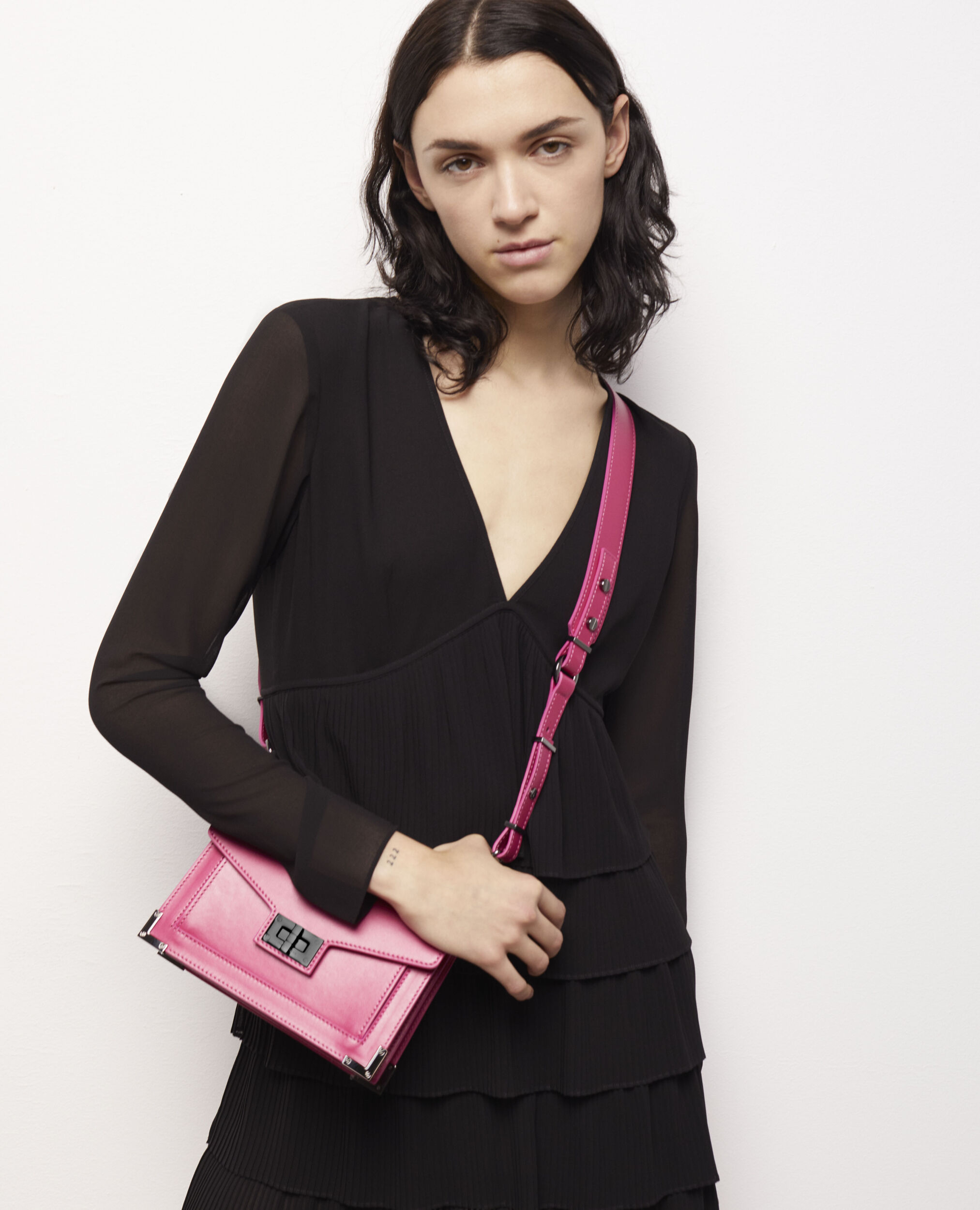 Small Emily bag in pink leather | The Kooples