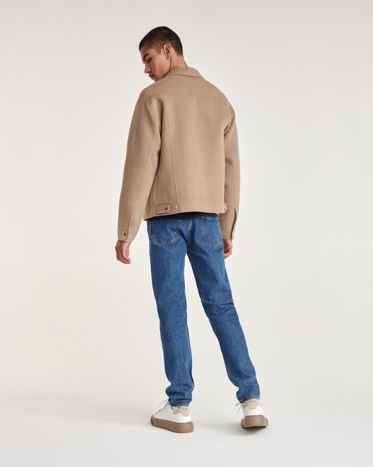 The Kooples HOMME BEIGE blouson laine double face beige poches