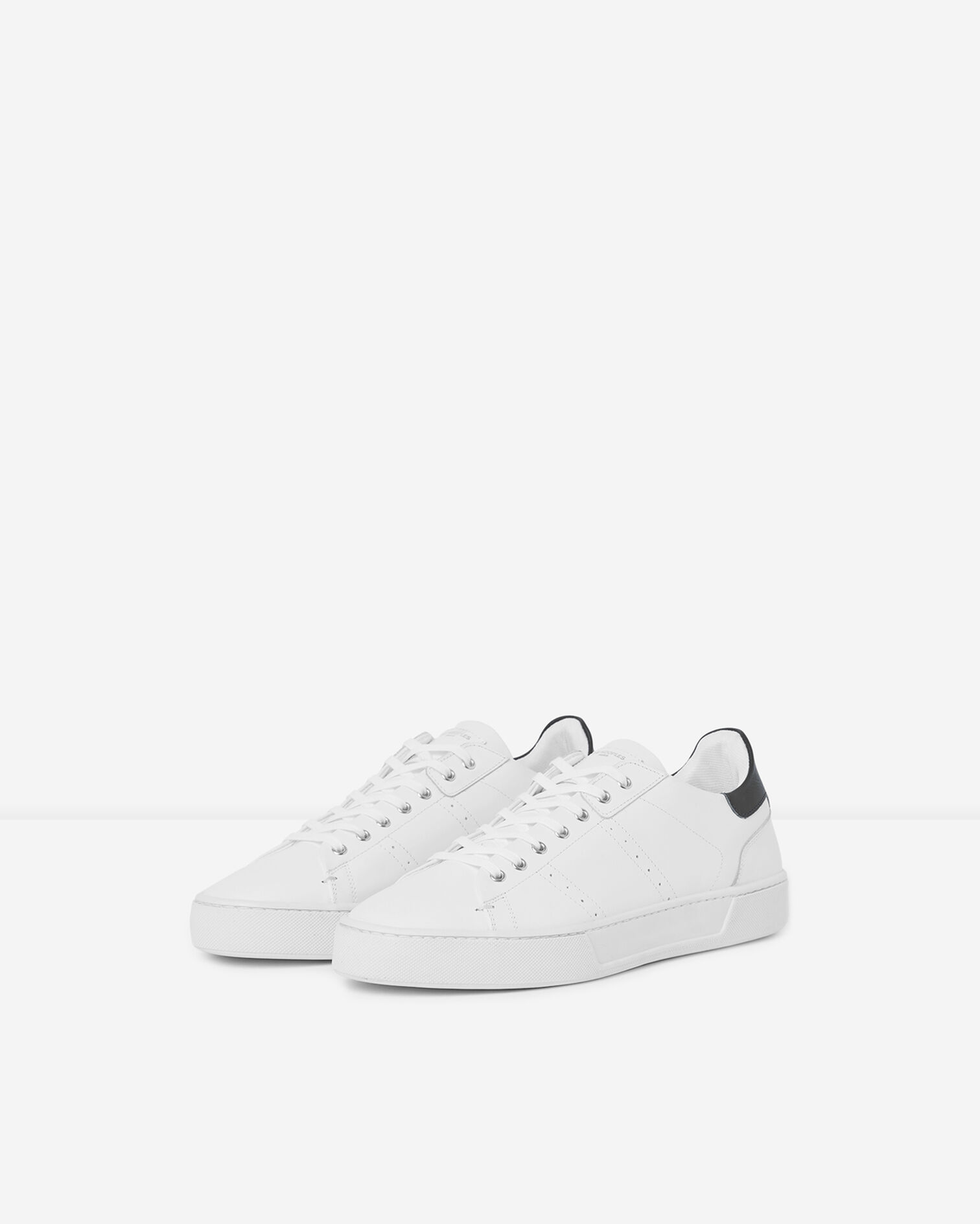 White leather sneakers thick soles, WHITE / BLACK, hi-res image number null