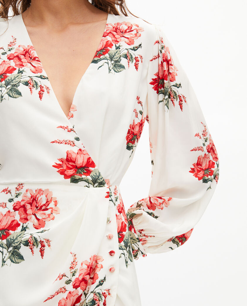 The Kooples WOMEN WHITE - RED white floral print wrap dress