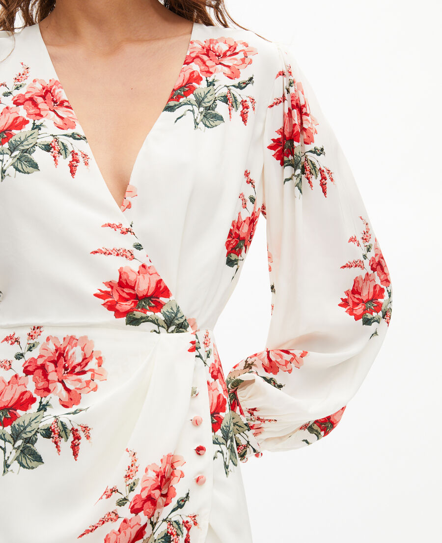 The Kooples F WHITE - RED white floral print wrap dress