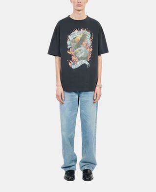 The Kooples HOMME BLACK WASHED t-shirt avec s&eacute;rigraphie noir