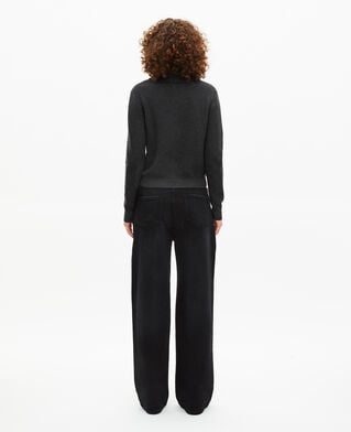 The Kooples FEMME BLACK pull en laine mélangée col claudine anthracite
