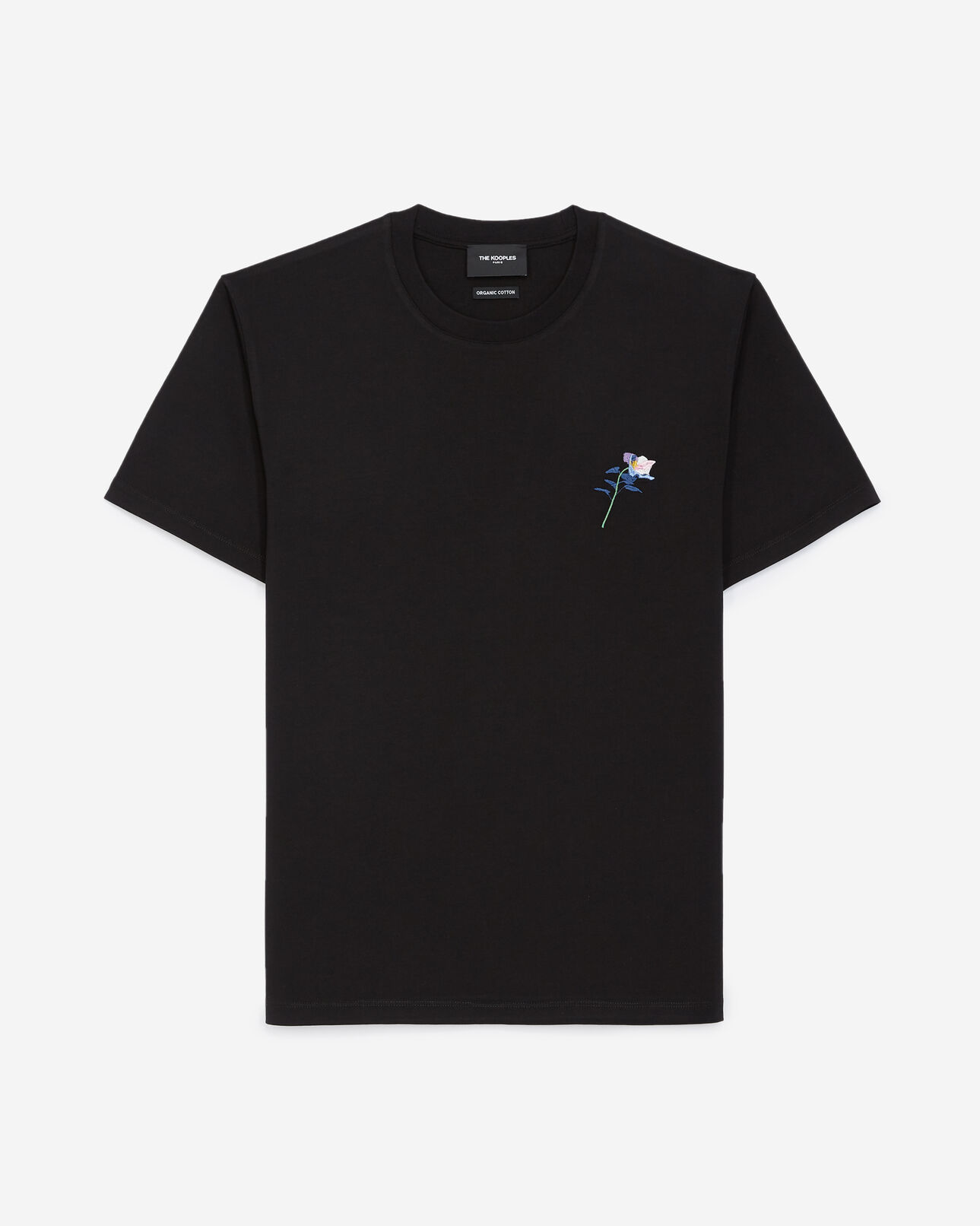 The Kooples MEN BLACK black cotton t-shirt with embroidered flowers