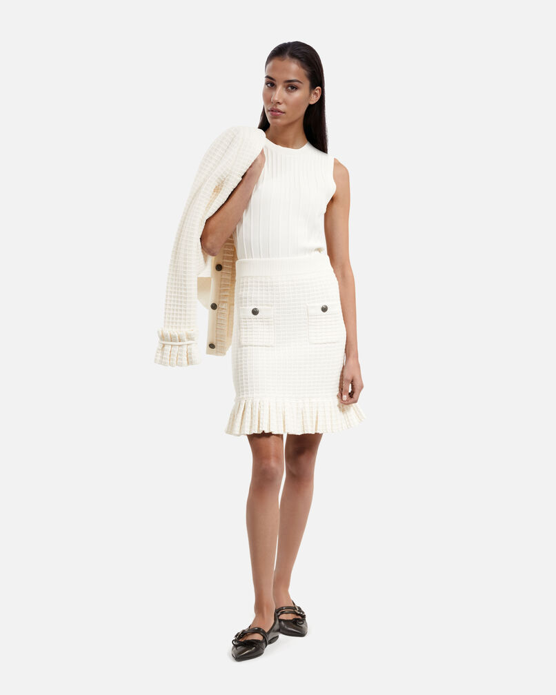The Kooples FEMME ECRU jupe courte en maille écru