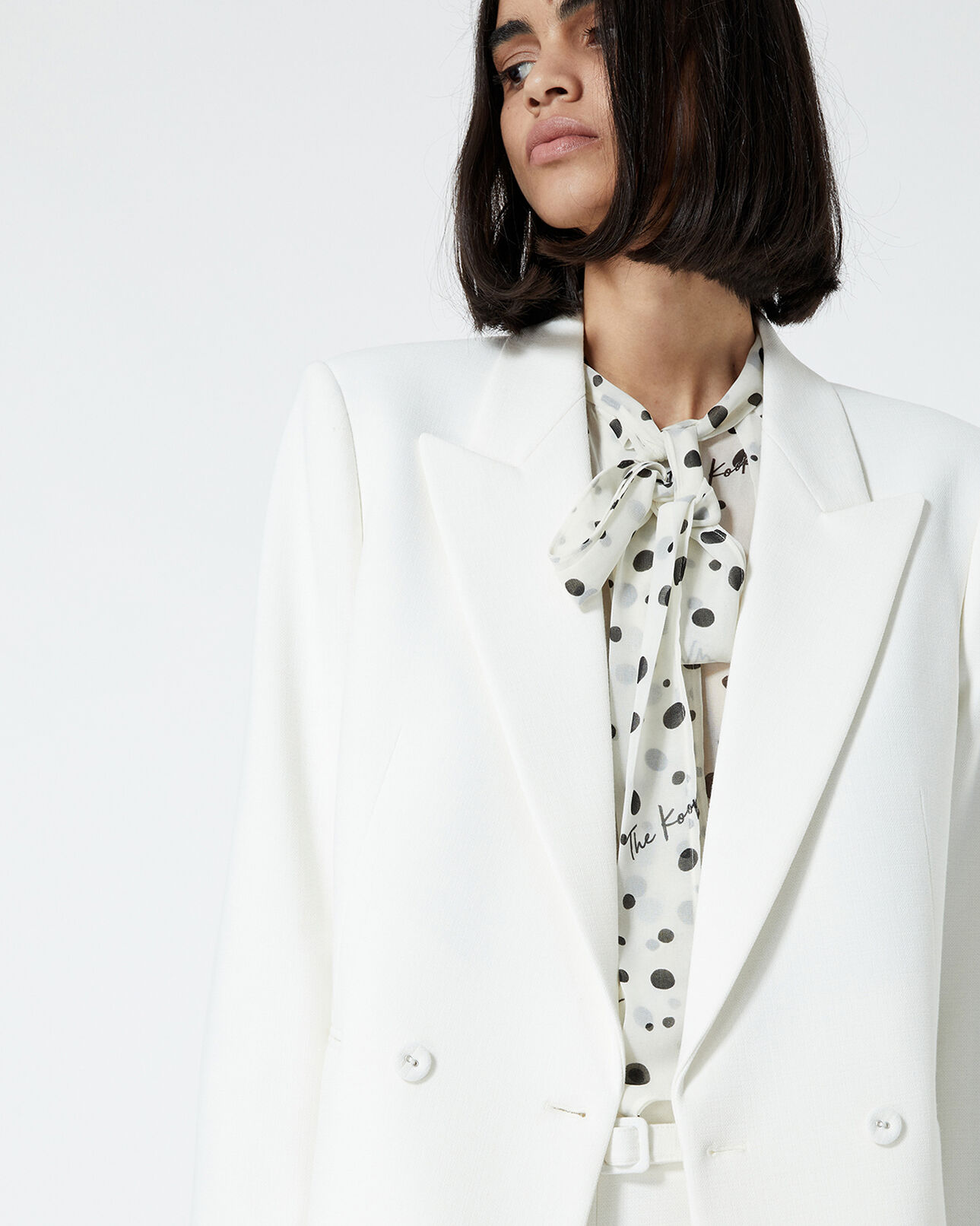 The Kooples WOMEN ECRU double-breasted ecru suit jacket w/pockets