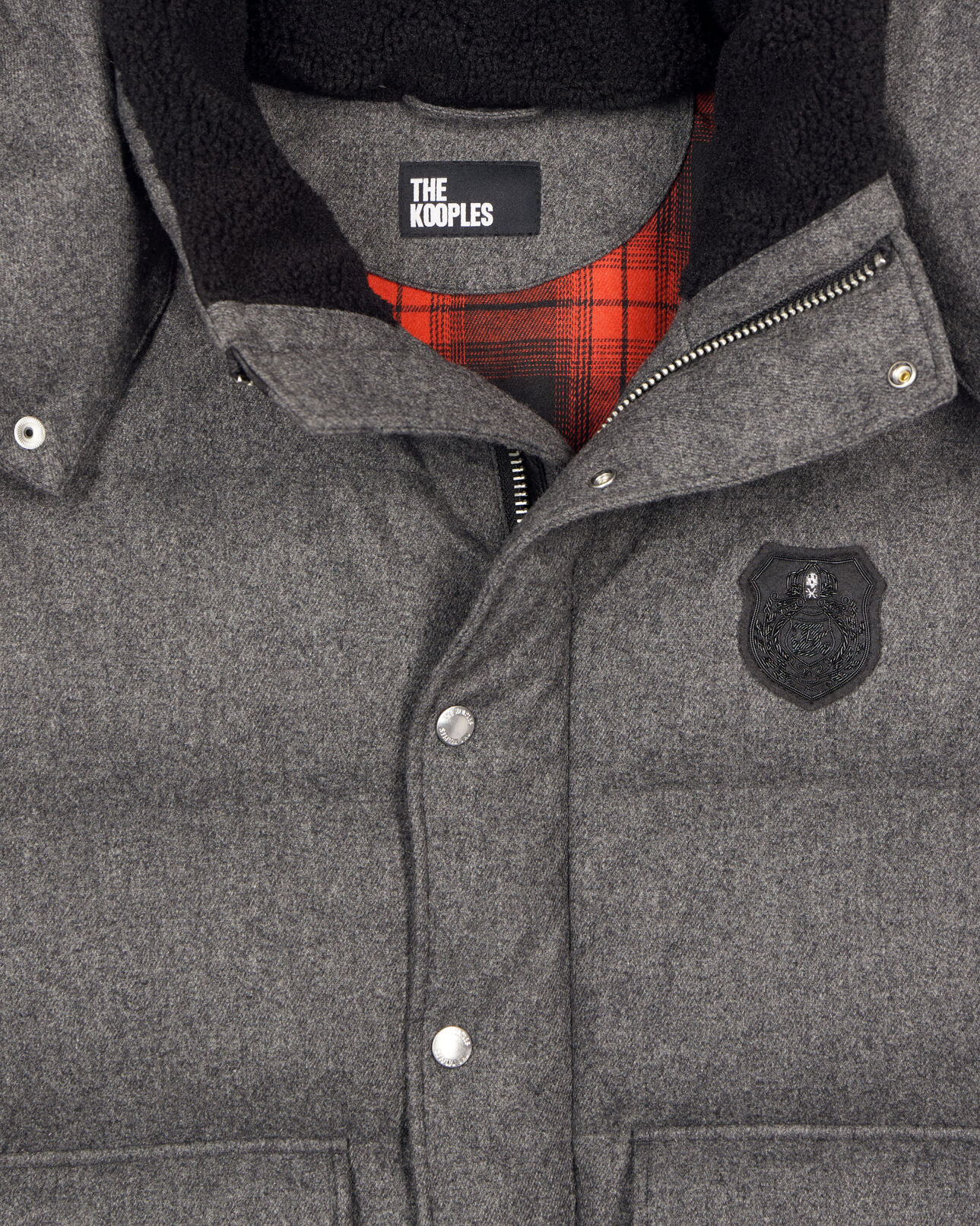 The Kooples HERREN GRIS CLAIR graue daunenjacke aus flanell