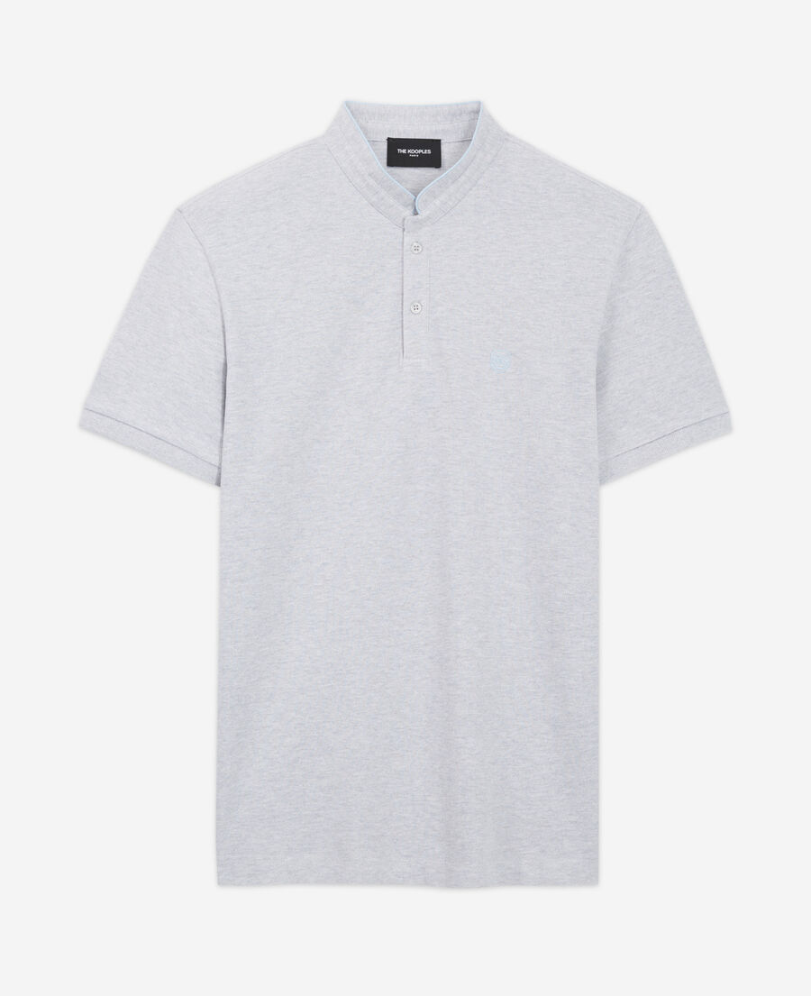 light gray embroidered polo w/ officer collar