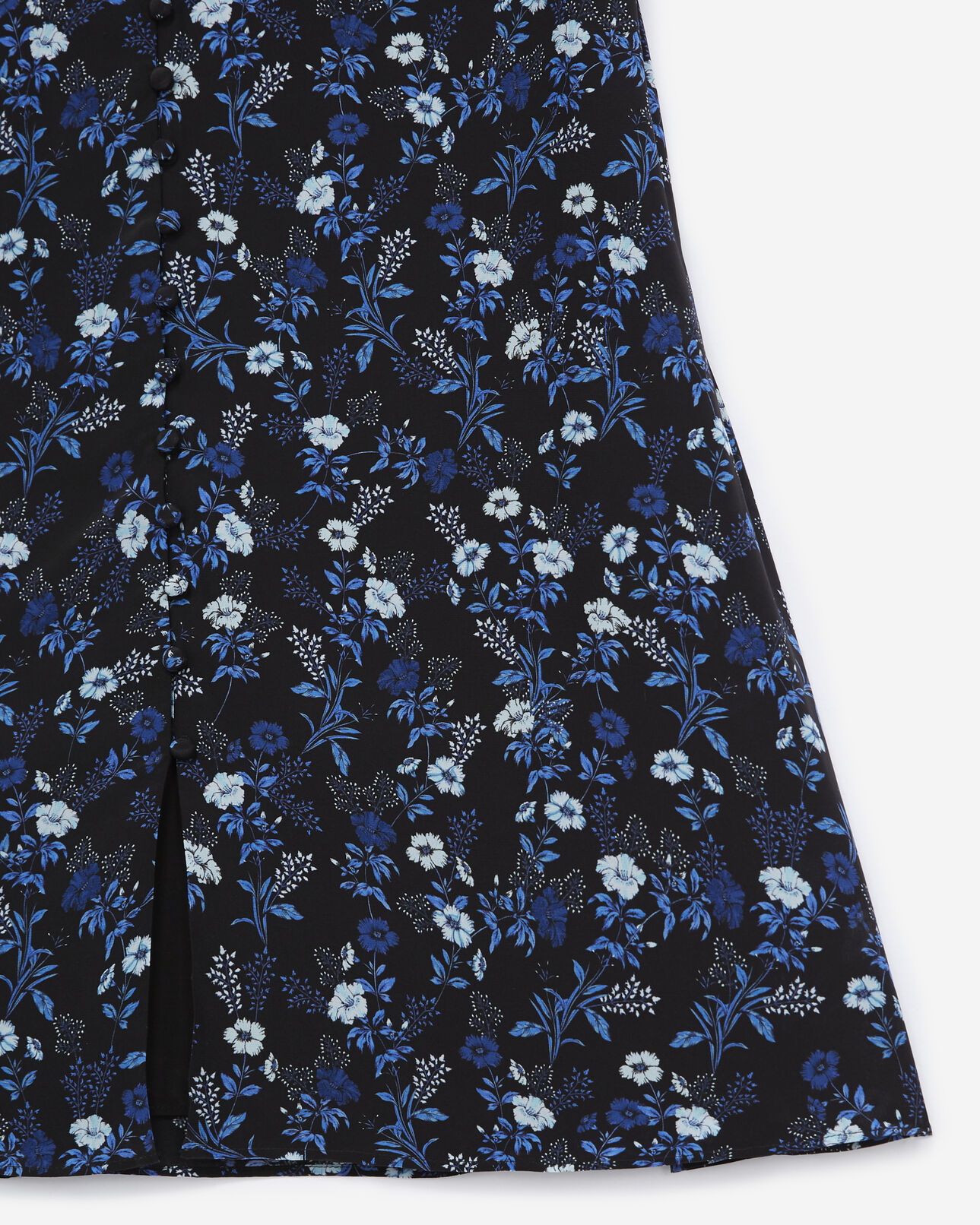 The Kooples FEMME BLUE jupe mi-longue fluide bleue à motifs
