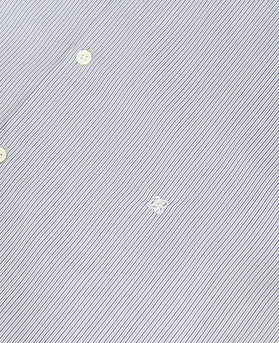 The Kooples H WHITE / BLUE light blue striped shirt with officer's collar