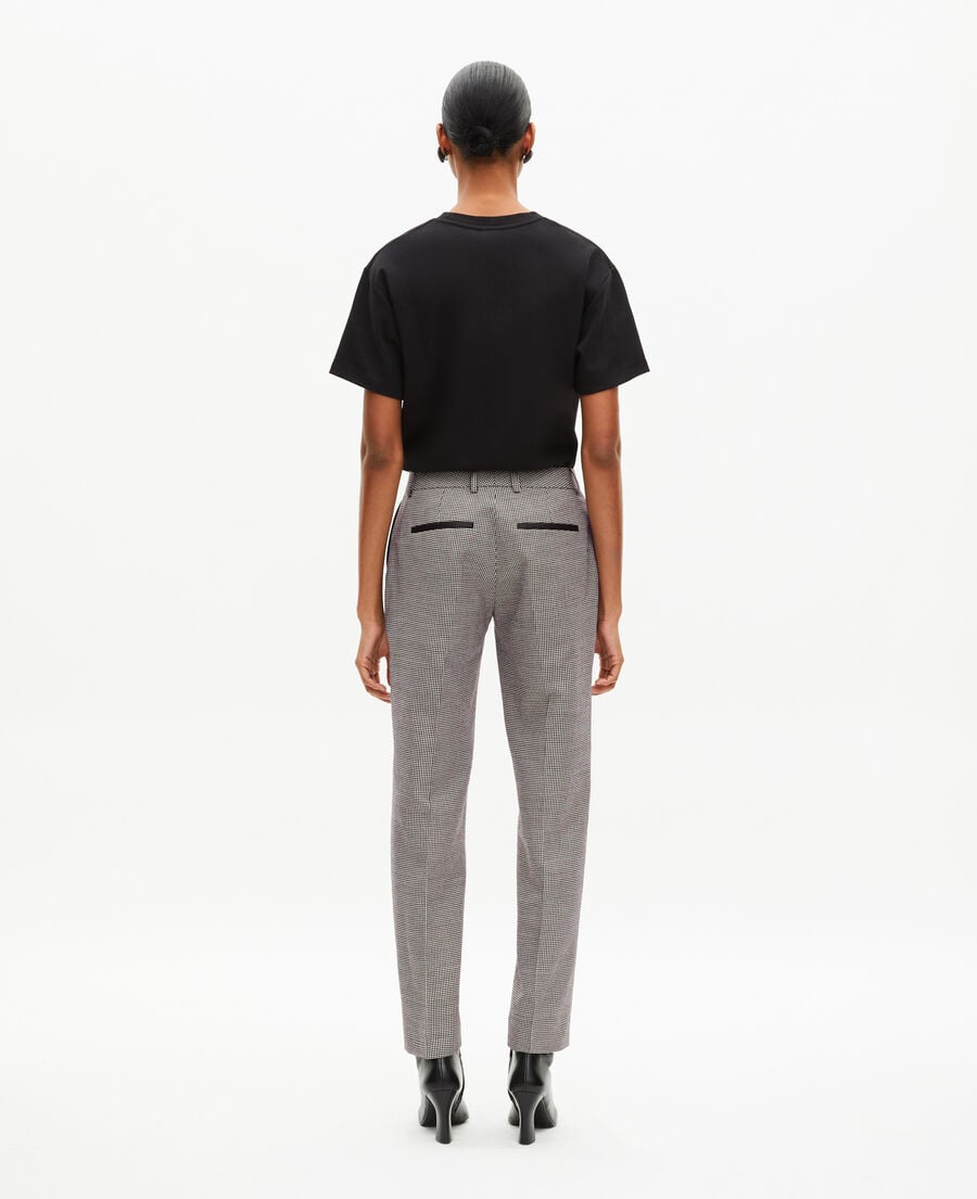 The Kooples FEMME BLACK GREY pantalon tailleur ajust&eacute; en pied de poule noir et blanc