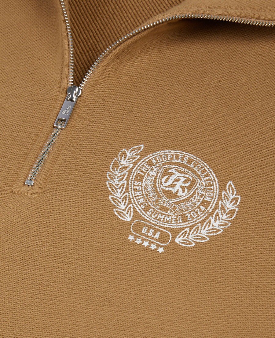 brown sweatshirt with blazon serigraphy