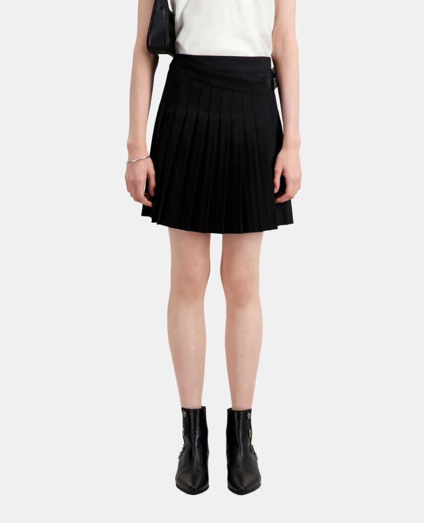 The Kooples WOMEN BLACK short black pleated skirt