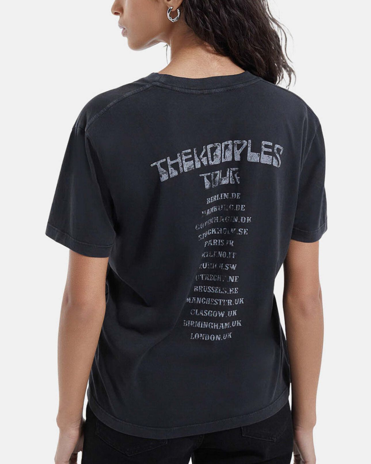 The Kooples FEMME BLACK WASHED t-shirt noir délavé coton motif serpent