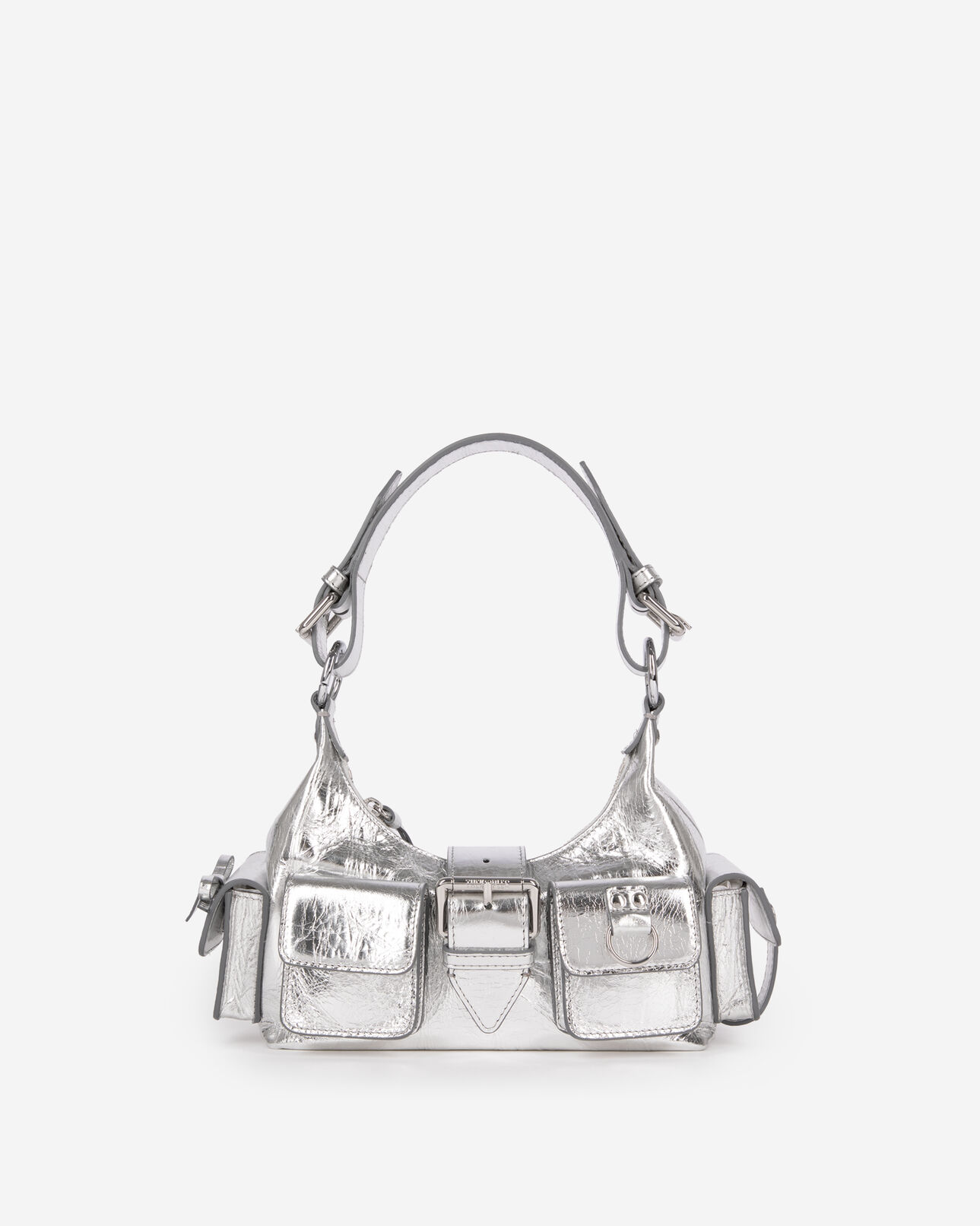 The Kooples WOMEN SILVER amelia small bag in silver crackle leather