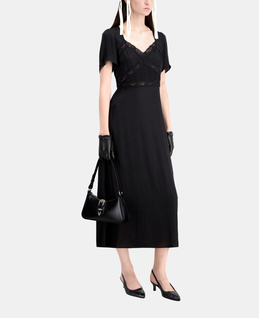 long black dress with lace details