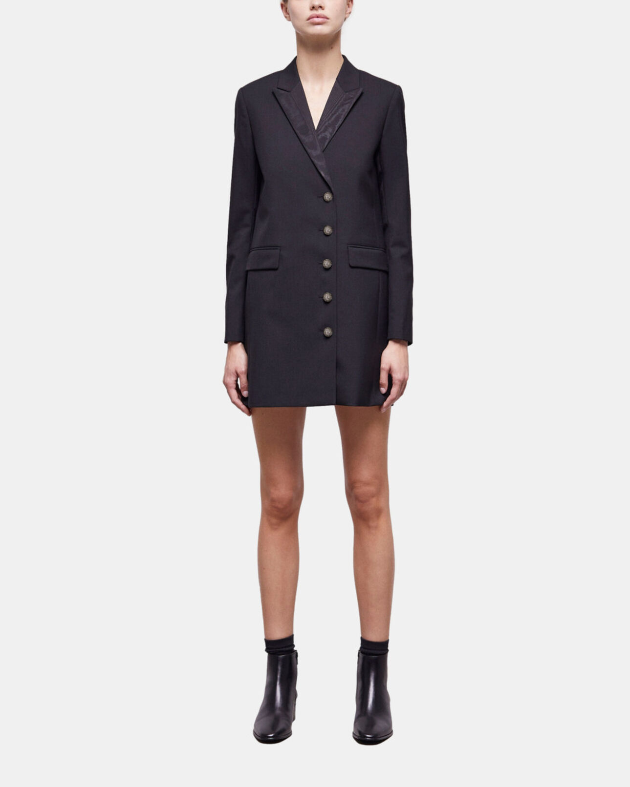 The Kooples FEMME BLACK robe courte en laine noire