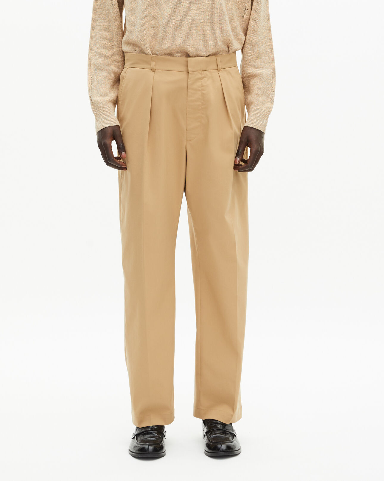 The Kooples HERREN BEIGE beigefarbene bundfaltenhose