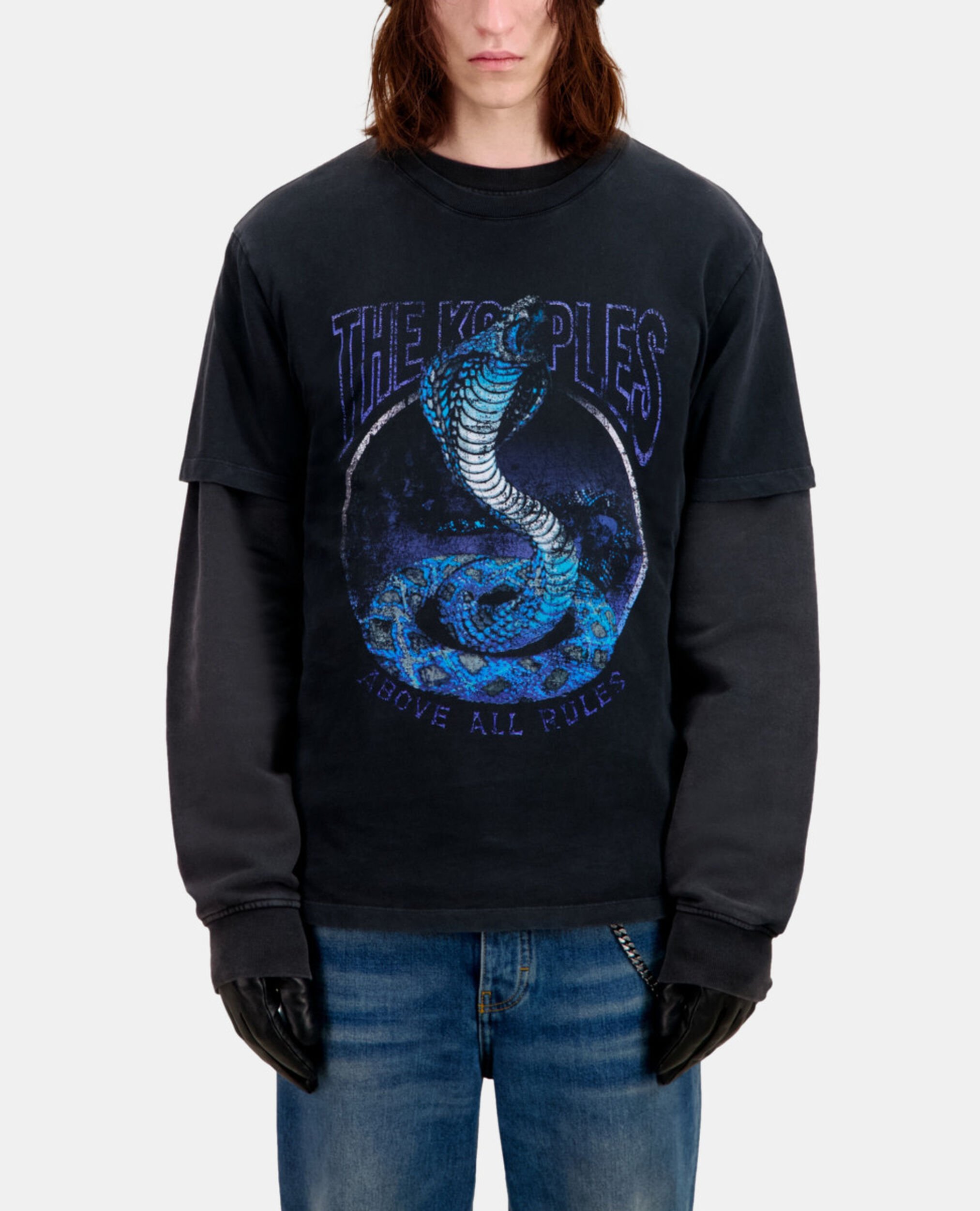 Men's black t-shirt cobra serigraphy, BLACK WASHED, hi-res image number null