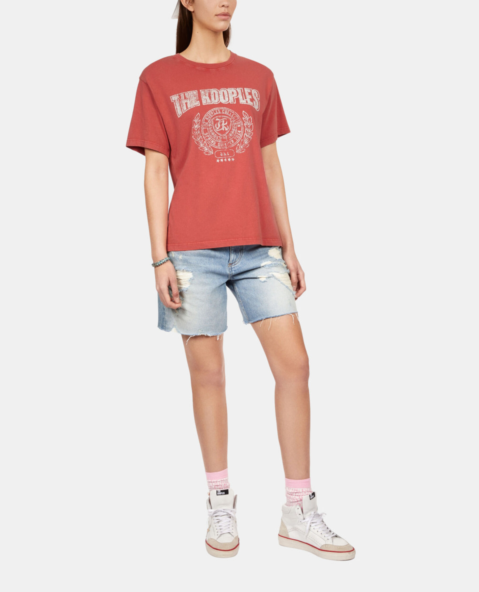 Red T-shirt with Blazon serigraphy, RED BRIQUE, hi-res image number null